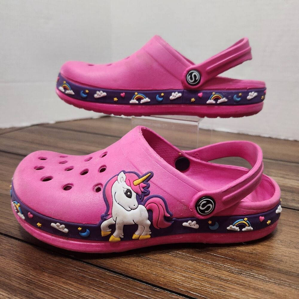 Unicorn Crocs Girls Size US 2 EU 33 Pink/Blue